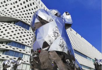 狗雕塑-廣場(chǎng)大型不銹鋼幾何狗雕塑