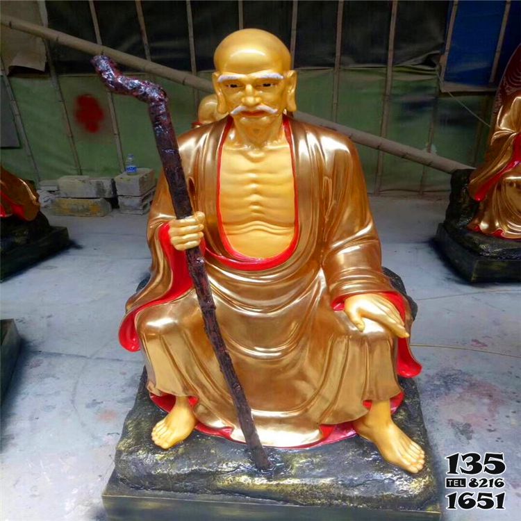 十八羅漢雕塑-手拿拐棍的玻璃鋼彩繪寺廟十八羅漢雕塑 十八羅漢雕塑-手拿拐棍的玻璃鋼彩繪寺廟十八羅漢雕塑