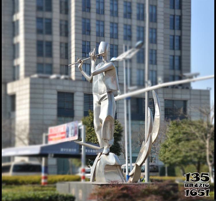 吹奏雕塑-不銹鋼公園抽象吹笛子人物景觀吹奏雕塑 吹奏雕塑-不銹鋼公園抽象吹笛子人物景觀吹奏雕塑