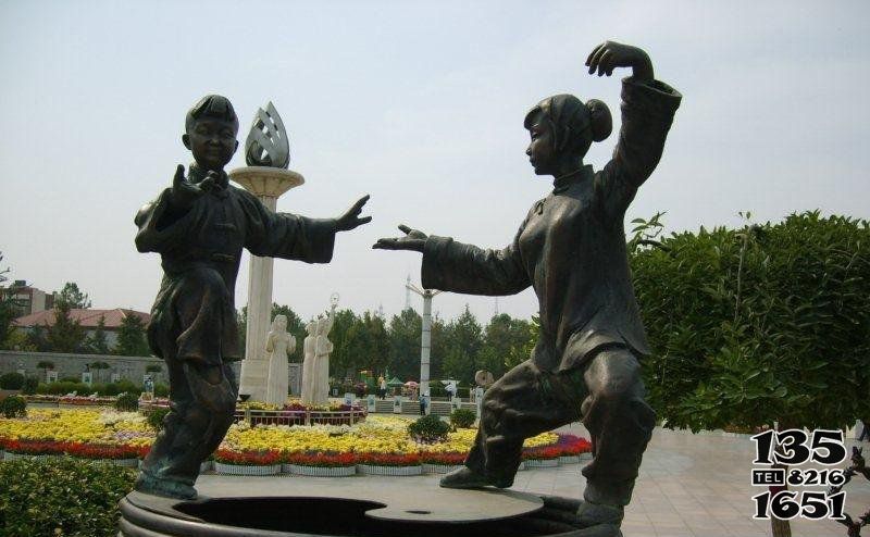 太極雕塑-公園練太極拳的人物小品做舊青銅雕塑 太極雕塑-公園練太極拳的人物小品做舊青銅雕塑