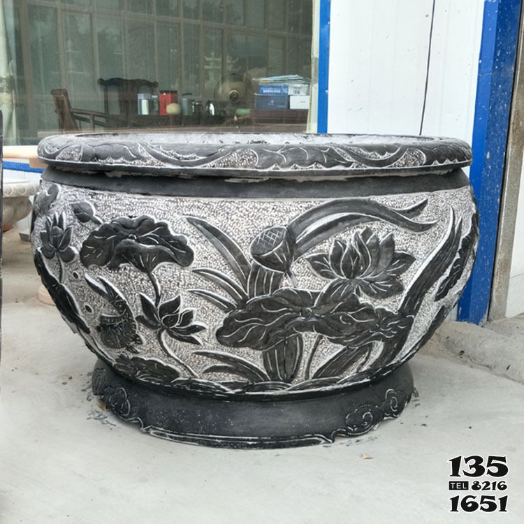 花盆雕塑-大理石青石石缸做舊仿古魚缸庭院花盆雕塑 花盆雕塑-大理石青石石缸做舊仿古魚缸庭院花盆雕塑高清圖片