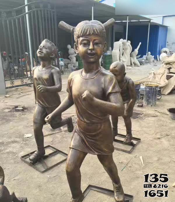 兒童雕塑-景區不銹鋼仿銅奔跑的兒童雕塑 兒童雕塑-景區不銹鋼仿銅奔跑的兒童雕塑