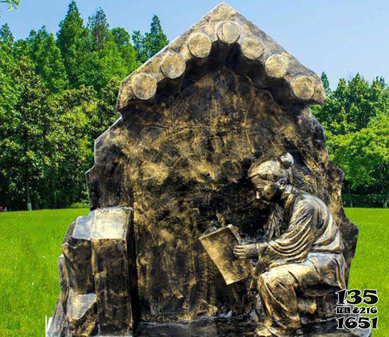 匡衡雕塑-園林鑿壁借光讀書匡衡人物銅雕塑 匡衡雕塑-園林鑿壁借光讀書匡衡人物銅雕塑高清圖片
