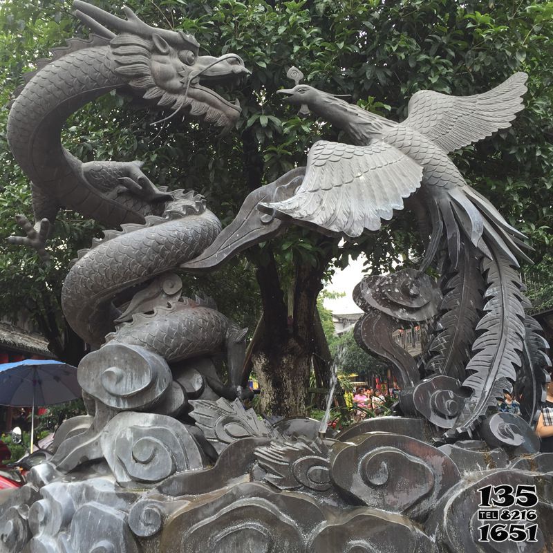 龍雕塑-景區創意不銹鋼仿古做舊鳳凰和龍雕塑 龍雕塑-景區創意不銹鋼仿古做舊鳳凰和龍雕塑