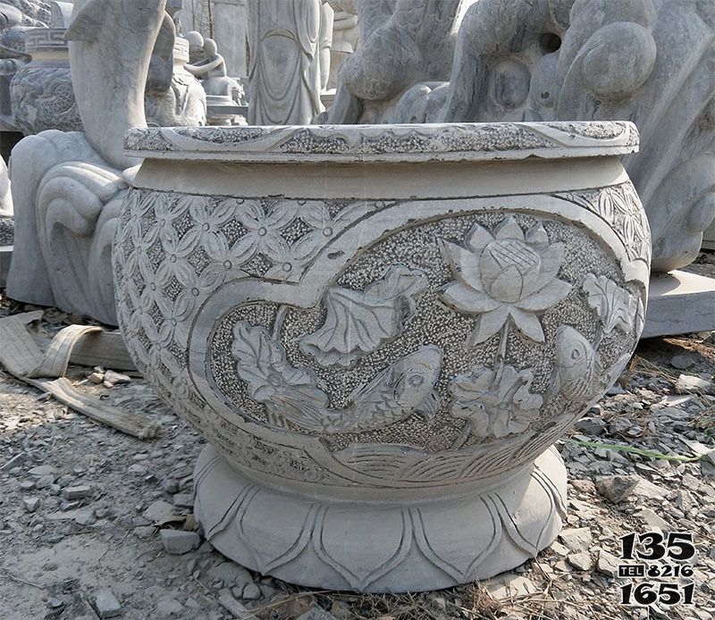 缸雕塑-庭院仿古水缸景觀石雕荷花缸雕塑 缸雕塑-庭院仿古水缸景觀石雕荷花缸雕塑