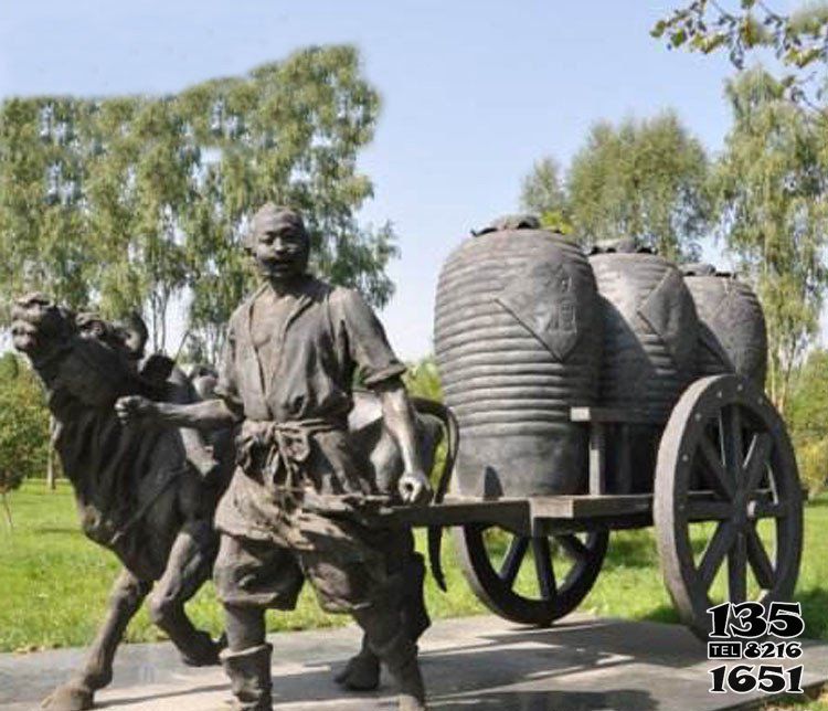 缸雕塑-公園駕著牛車拉酒缸的古代人物小品銅雕缸雕塑 缸雕塑-公園駕著牛車拉酒缸的古代人物小品銅雕缸雕塑