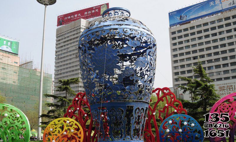 花瓶雕塑-學校公園戶外鏤空彩繪不銹鋼花瓶雕塑 花瓶雕塑-學校公園戶外鏤空彩繪不銹鋼花瓶雕塑
