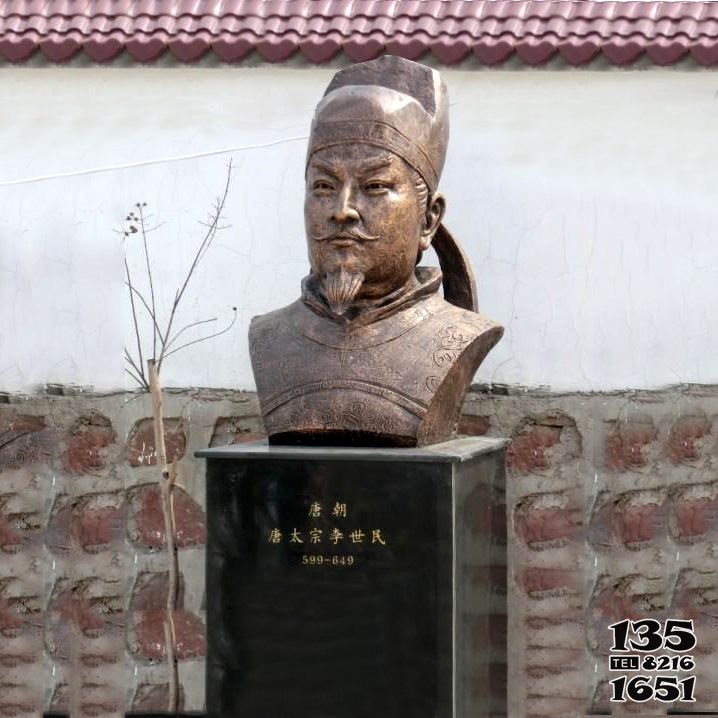 李世民雕塑-大學廣場擺放黃銅鍛造李世民頭像雕塑 李世民雕塑-大學廣場擺放黃銅鍛造李世民頭像雕塑