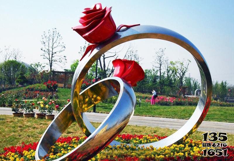 玫瑰花雕塑-公園廣場不銹鋼玫瑰花戒指雕塑 玫瑰花雕塑-公園廣場不銹鋼玫瑰花戒指雕塑高清圖片