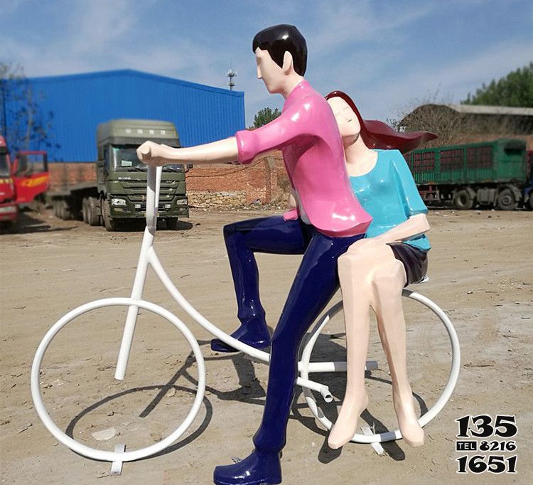 情侶雕塑-公園創(chuàng)意玻璃鋼抽象騎車情侶雕塑 情侶雕塑-公園創(chuàng)意玻璃鋼抽象騎車情侶雕塑高清圖片
