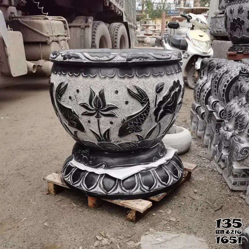 花盆雕塑-庭院大型景觀擺件青石石雕雙魚蓮花花盆雕塑 花盆雕塑-庭院大型景觀擺件青石石雕雙魚蓮花花盆雕塑