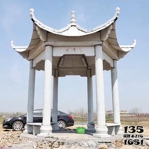 涼亭雕塑-戶外園林?jǐn)[放大理石六角休息涼亭雕塑 涼亭雕塑-戶外園林?jǐn)[放大理石六角休息涼亭雕塑