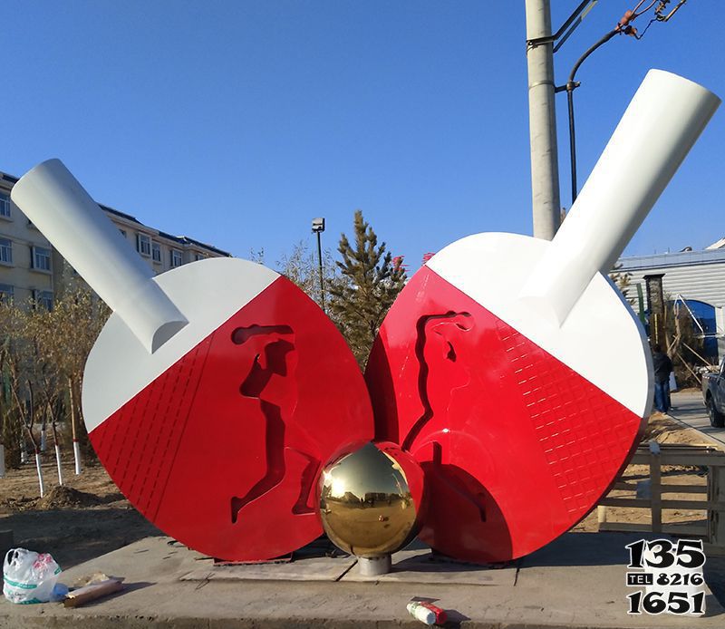 乒乓球雕塑-不銹鋼公園乒乓球拍擺件小品景觀雕塑 乒乓球雕塑-不銹鋼公園乒乓球拍擺件小品景觀雕塑