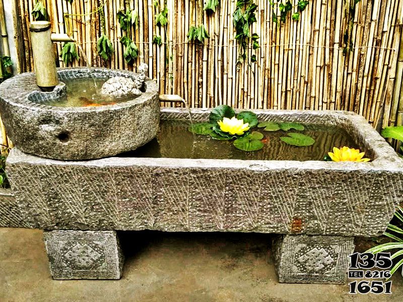 石槽雕塑-仿古石槽養魚花盆流水老石槽園林舊石磨盤擺件 石槽雕塑-仿古石槽養魚花盆流水老石槽園林舊石磨盤擺件